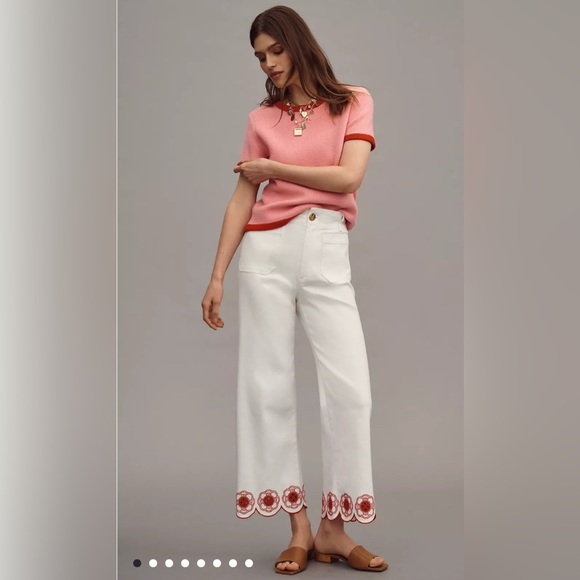 NWT Maeve The Colette Scallop-Hem Crop Wide-Leg Jeans by Maeve size 29 petite - Picture 1 of 9